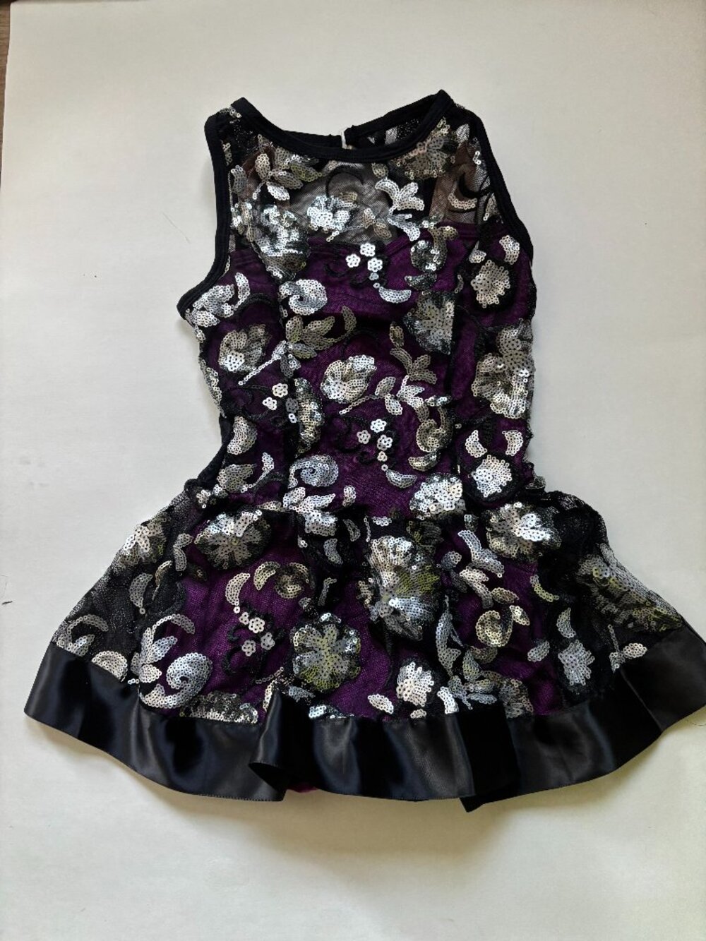 Curtain Call Black Silver Sequin Lace Dance Costume Dress Pink Tutu CSM